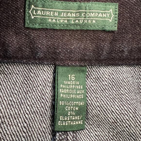 Lauren Ralph Lauren Dark Wash Denim Skirt Leather Buckle Pockets Size 16 - Picture 3 of 12